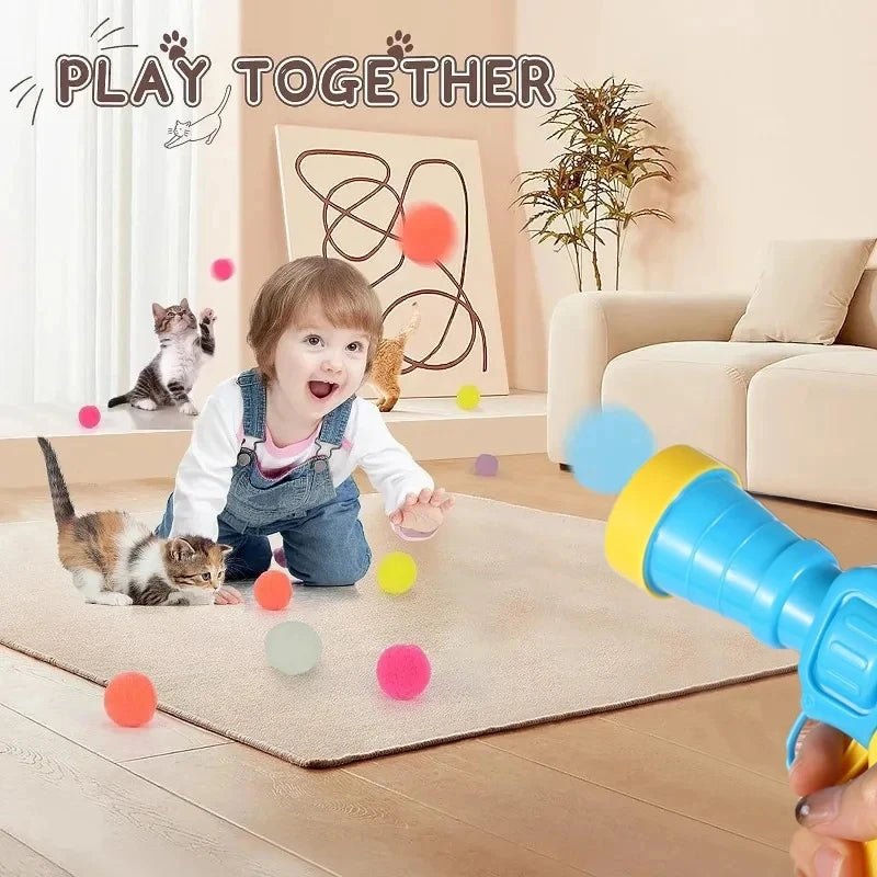 Interactive Cat Toy Launcher - Mini Shooting Gun with Plush Ball for Kittens