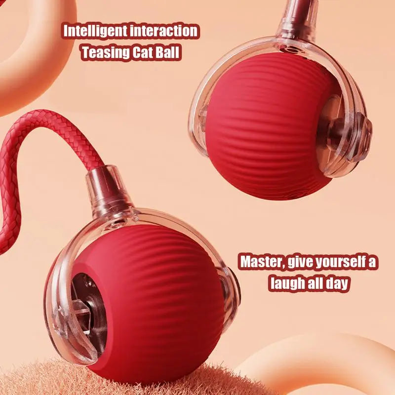 Interactive Cat Ball Toy - 3 Modes, Rechargeable Smart Rolling Ball with Faux Tail