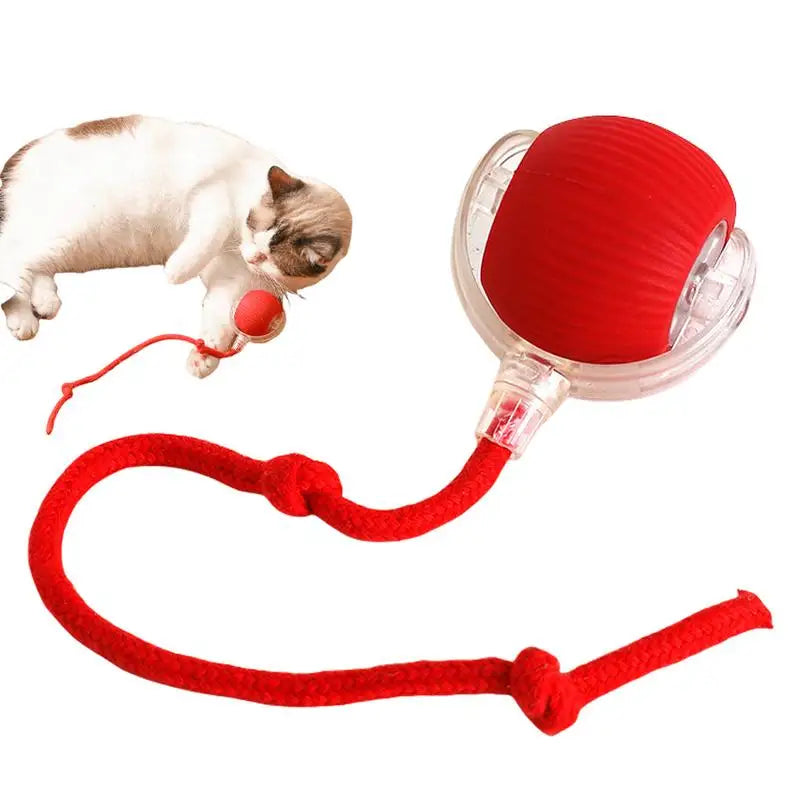 Interactive Cat Ball Toy - 3 Modes, Rechargeable Smart Rolling Ball with Faux Tail
