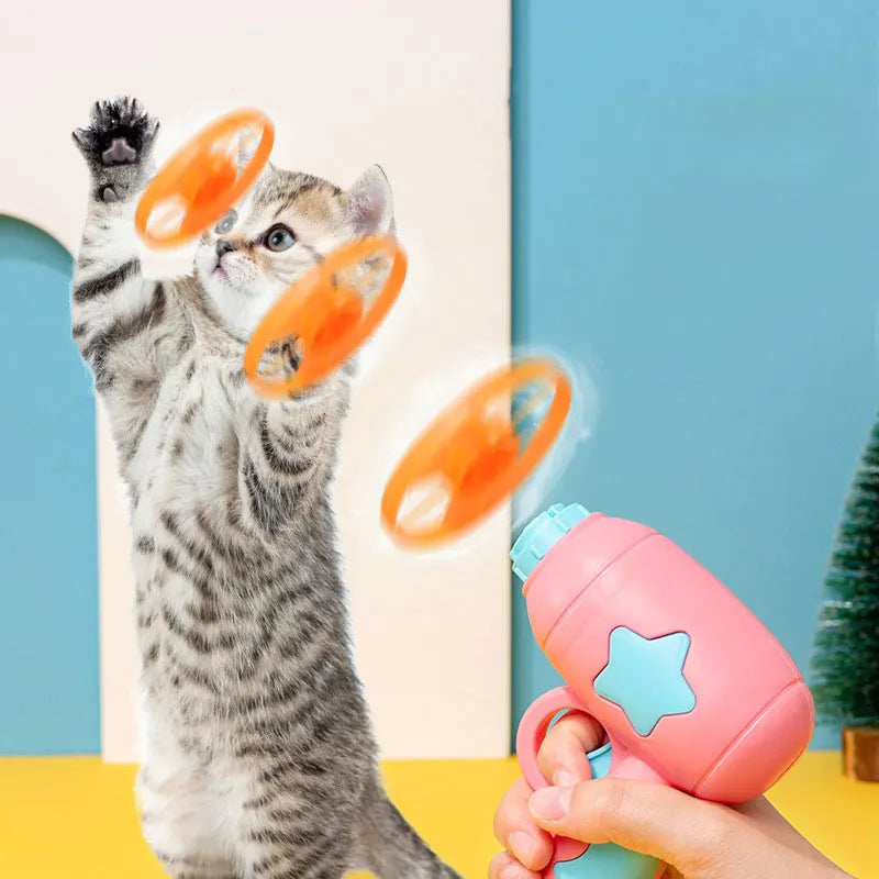 Interactive Cat Toy Set - 15 Flying Discs with Sound